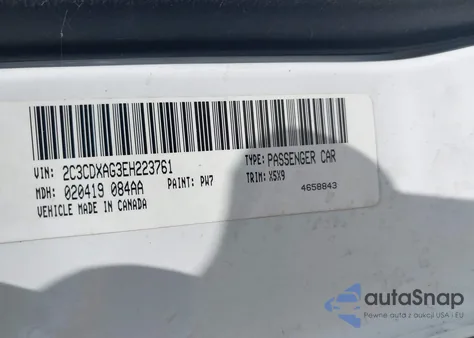 2014 Dodge Charger Police из США, поврежденный, VIN 2C3CDXAG3EH223761